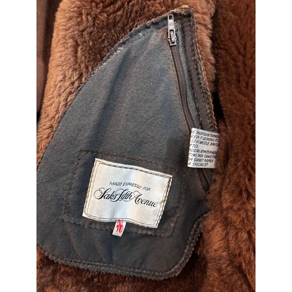 Jacques Jekels France heavy shearling mouton sheep suede brown coat Saks Fifth - Picture 7 of 11